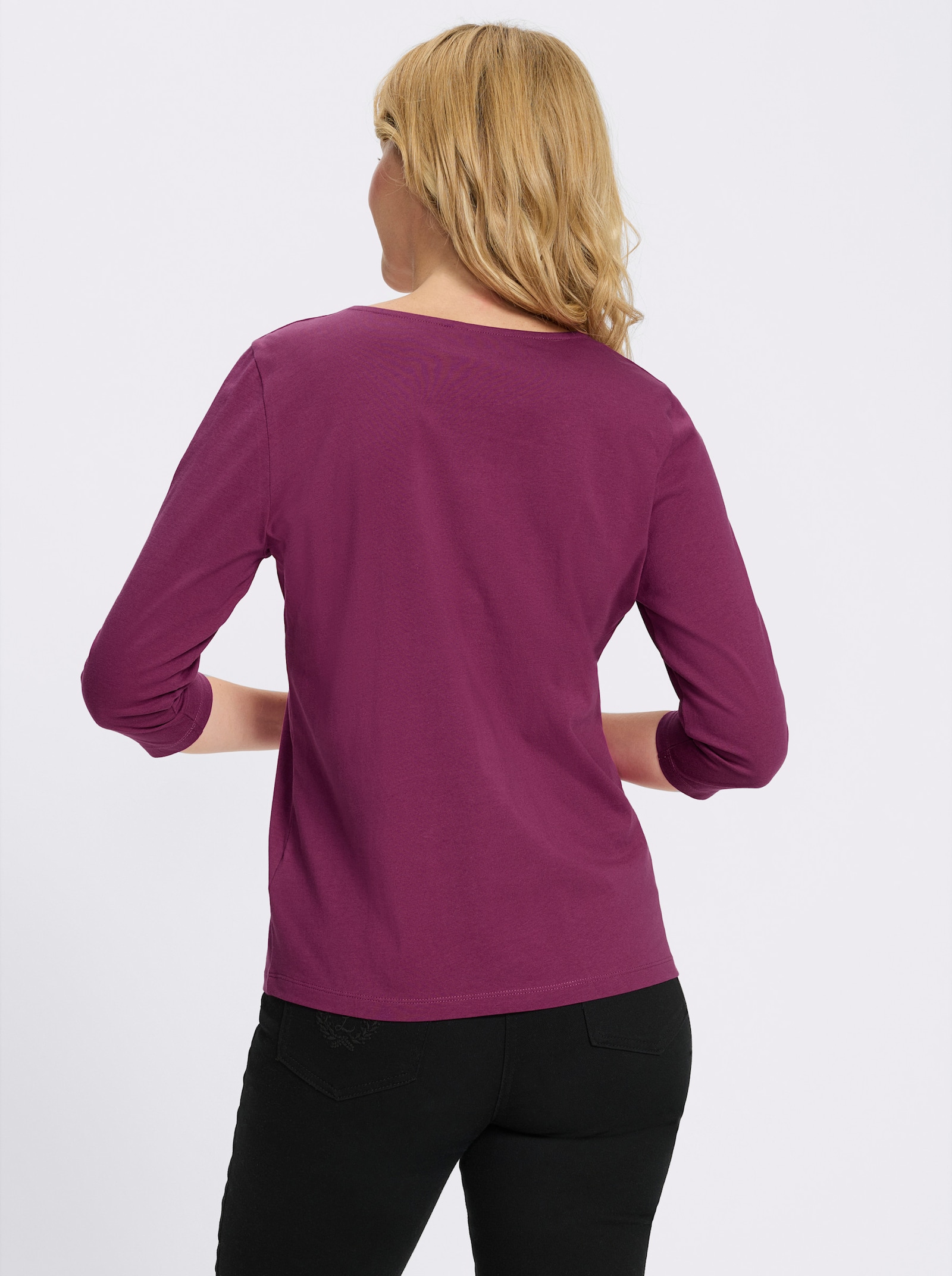 3/4-Arm-Shirt aus reiner Baumwolle - malve