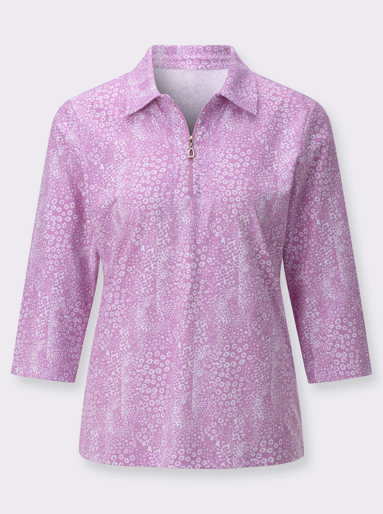 Poloshirt - orchidee-weiß-bedruckt