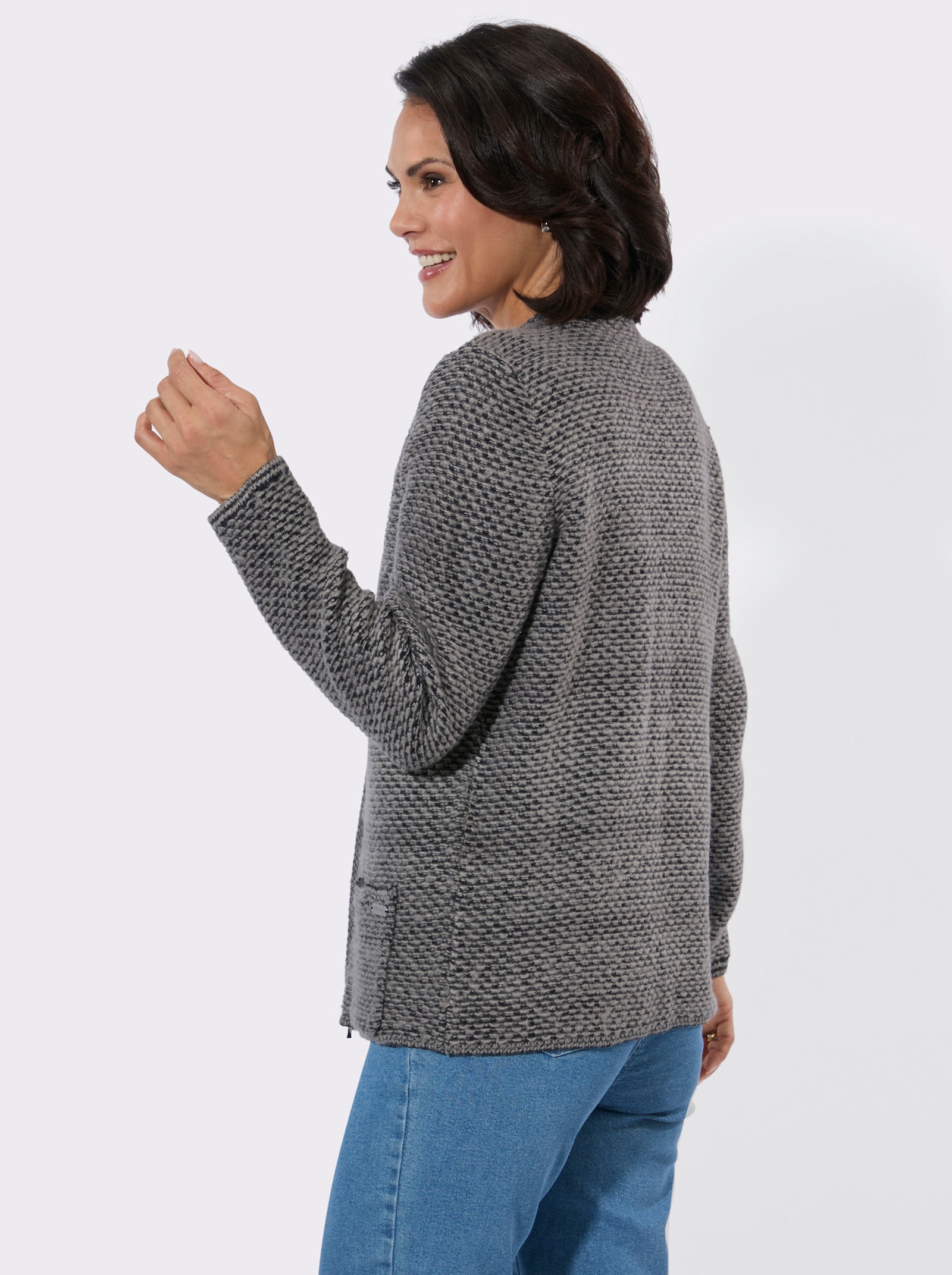 Strickjacke mit Farbverlauf - steingrau-anthrazit-gemustert