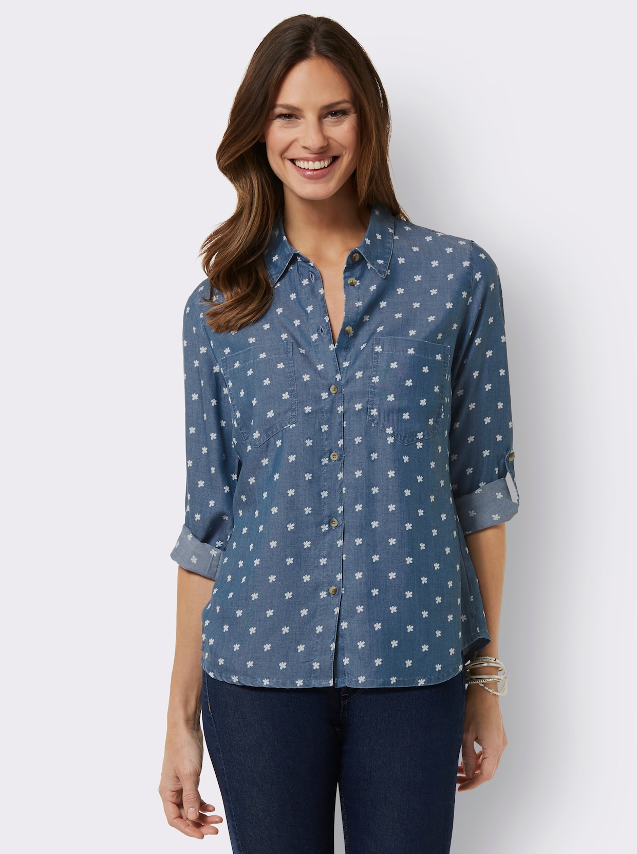 Overhemdblouse - blue-bleached bedrukt