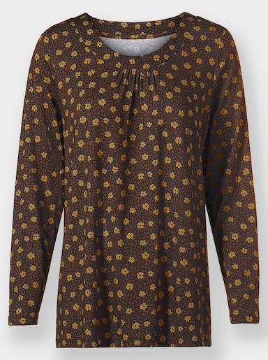 Tunikashirt - graphit-ocker-bedruckt