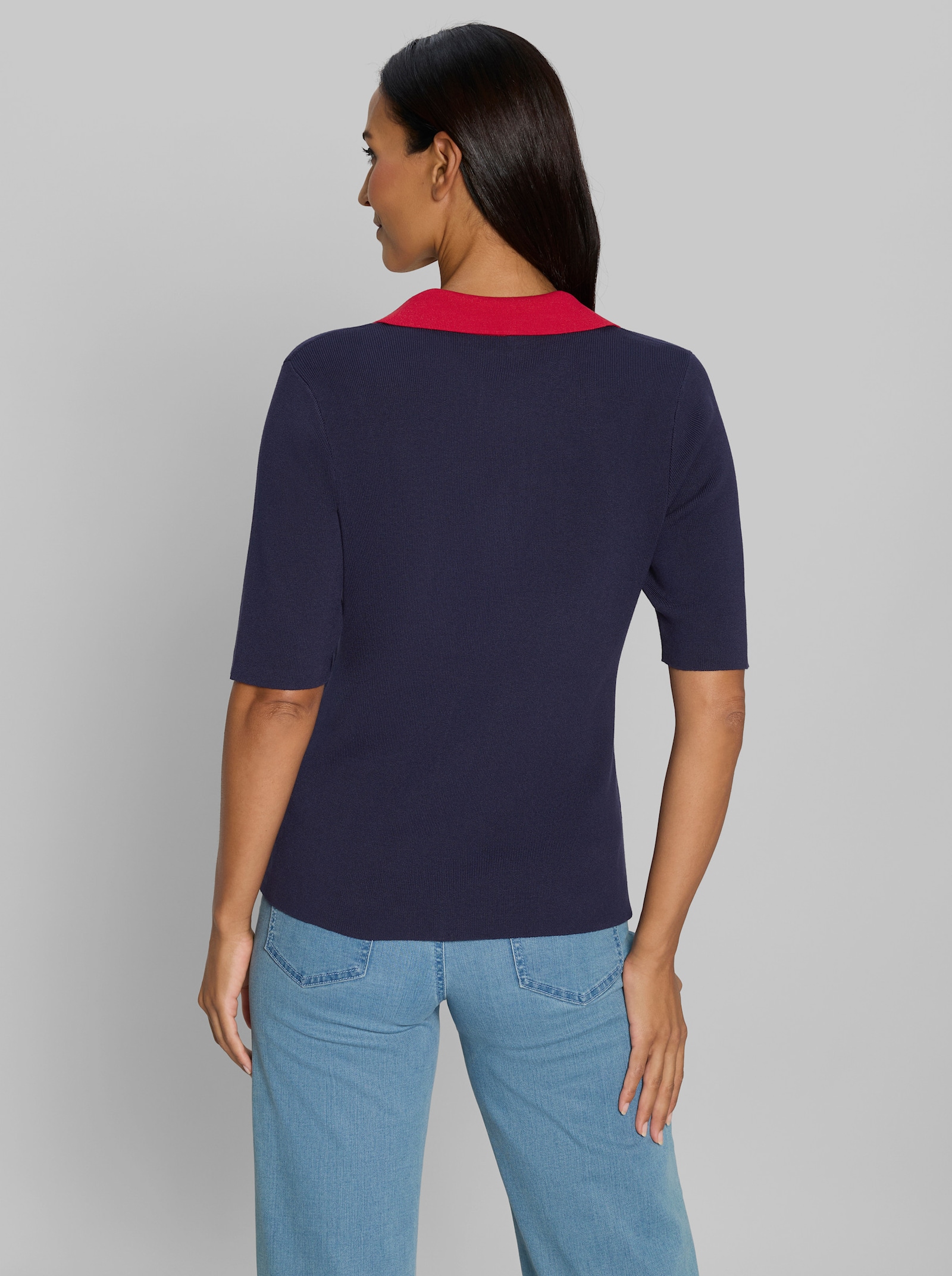 heine Polopullover im Colourblocking - marine-rot