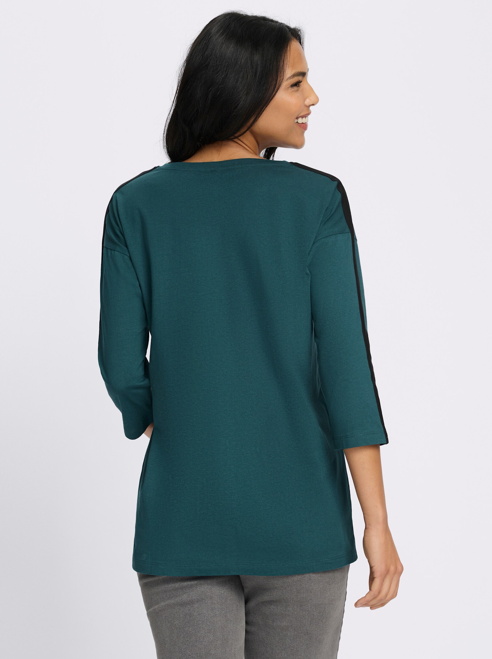 Longshirt mit Kontrast-Akzenten - petrol