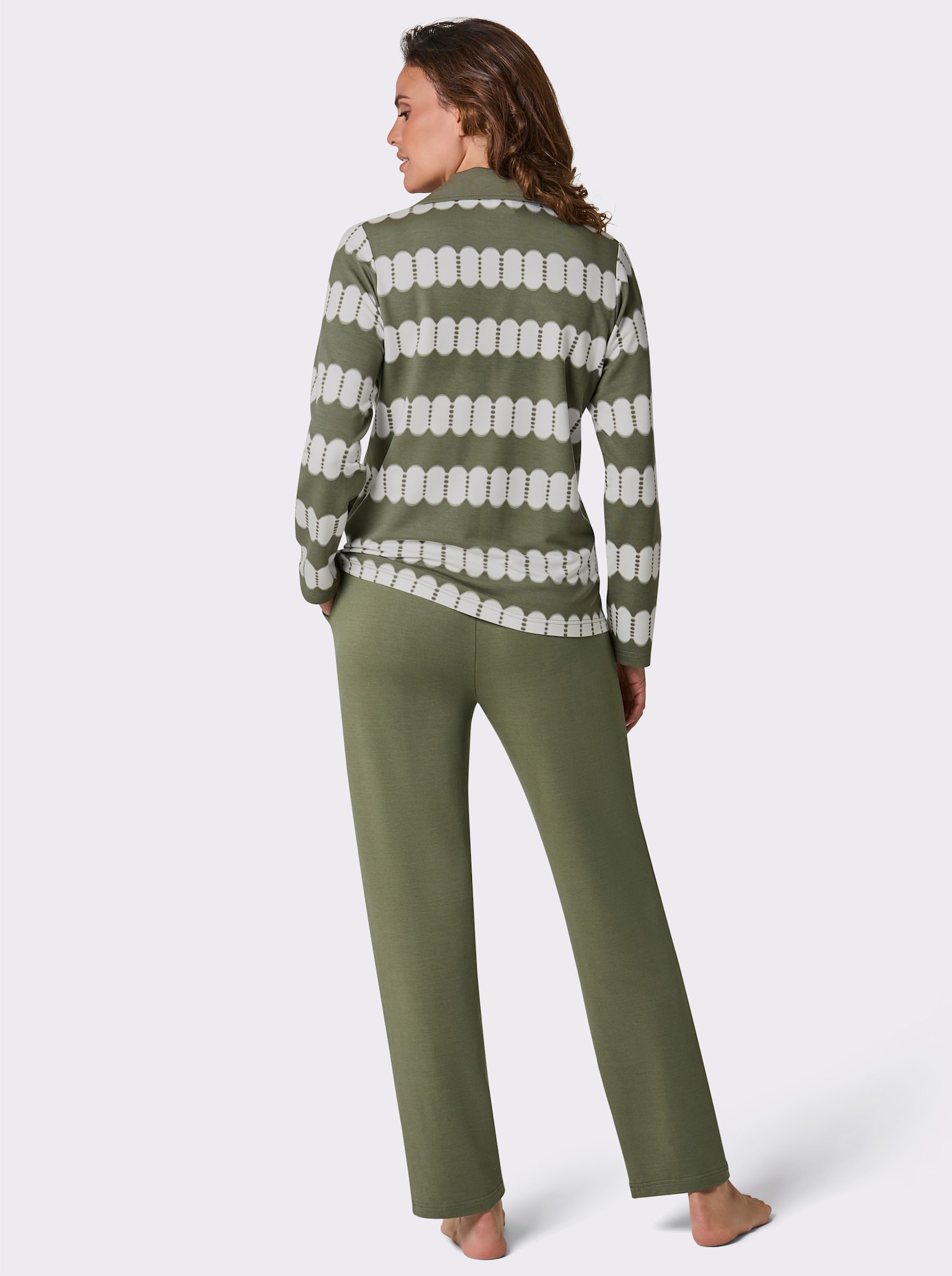 feel good Hausanzug mit Modal - khaki-ecru-bedruckt