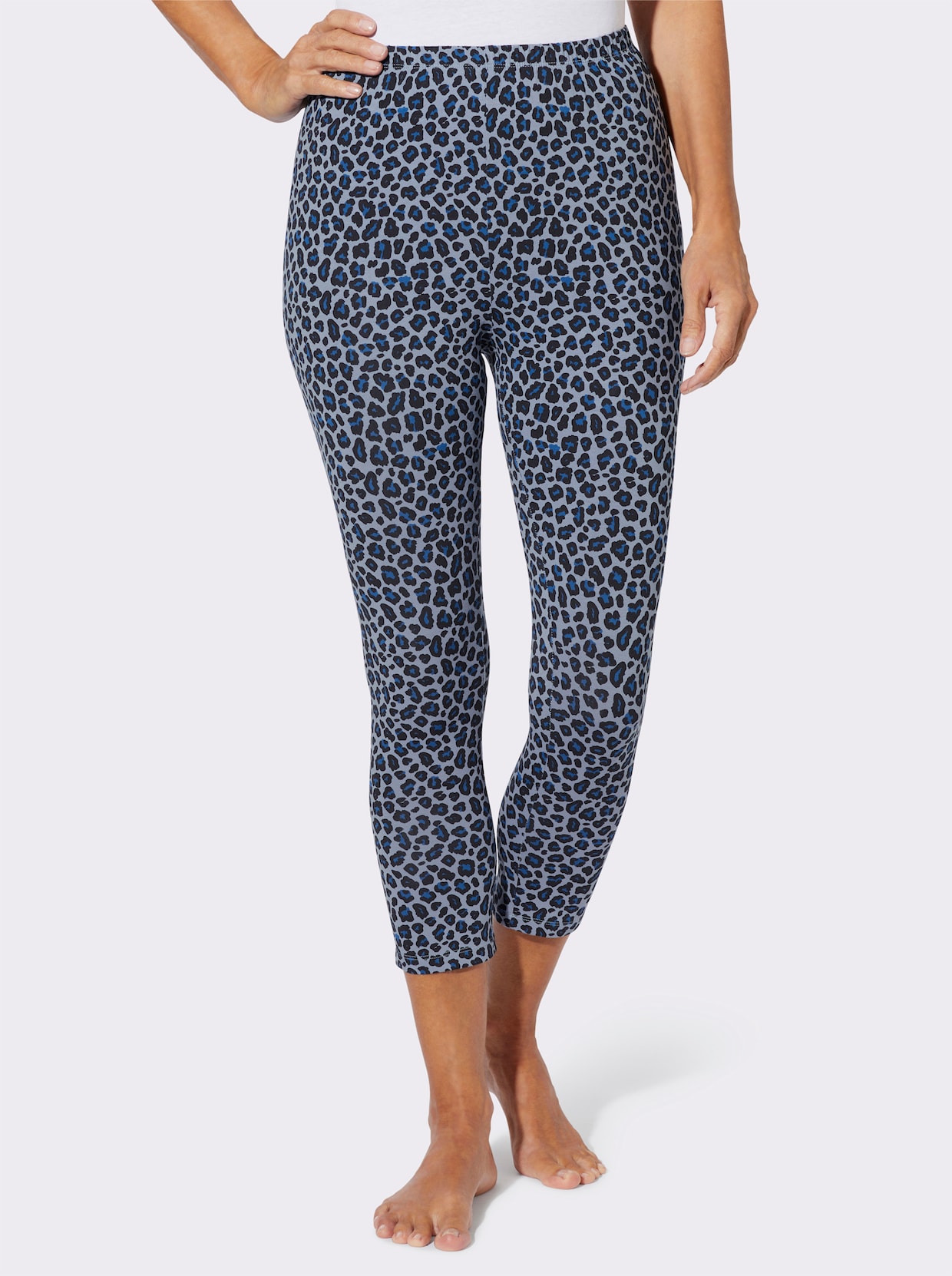 Leggings im Leo-Dessin - royalblau-bedruckt