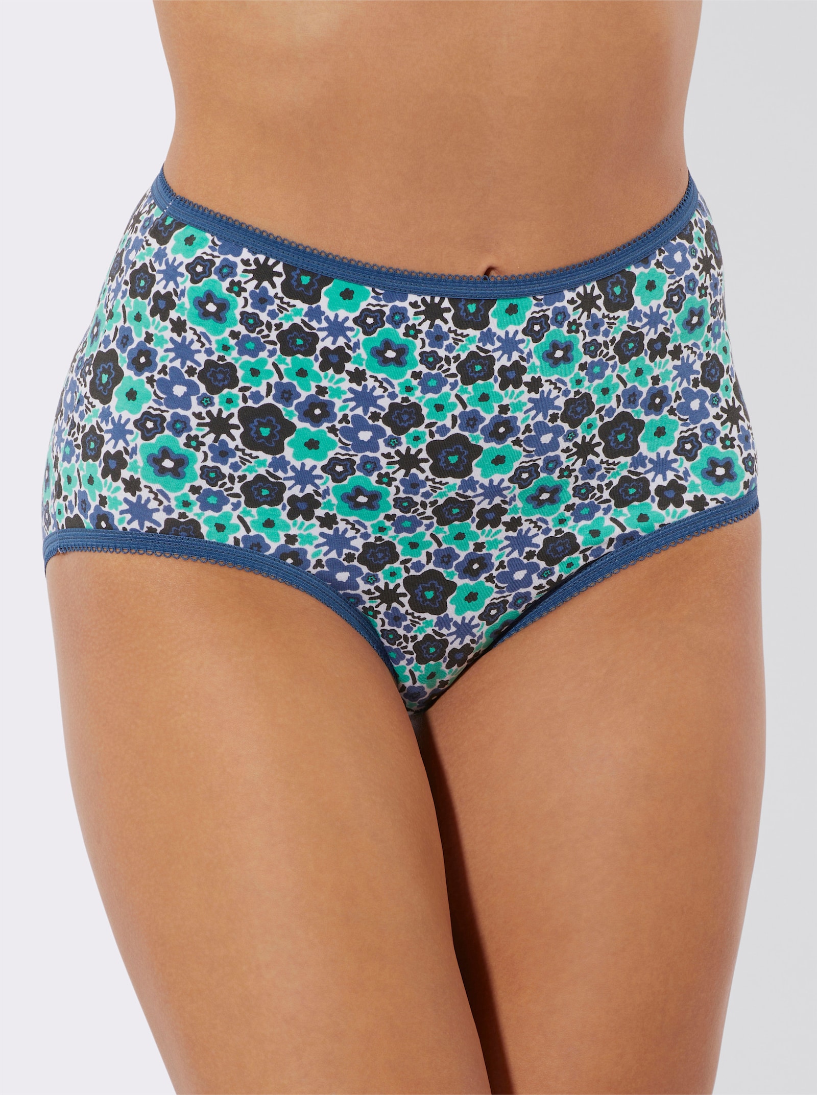 Tailleslip met elastische band - 2x bedrukt + jeansblauw + blauwgroen + grafiet