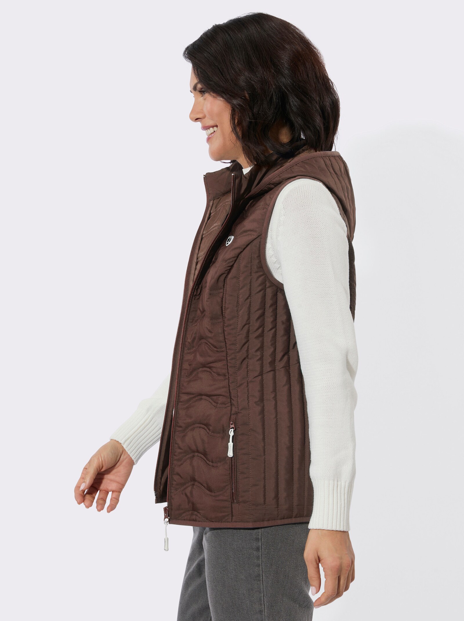 Steppweste mit verschiedener Steppung - schoko