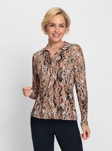 Poloshirt im Animal-Dessin - camel-terra-bedruckt