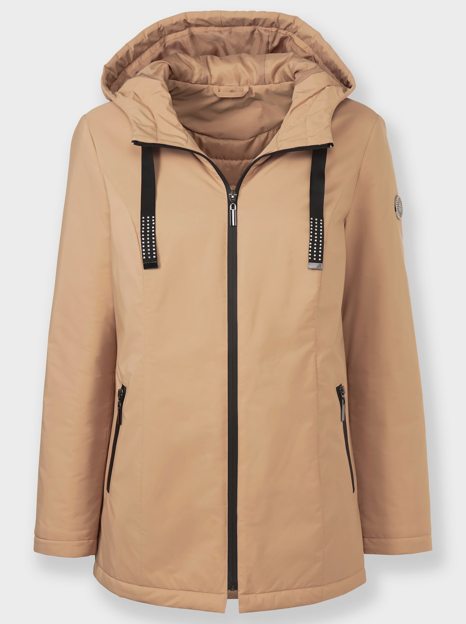 Jacke mit gesteppter Kapuze - camel