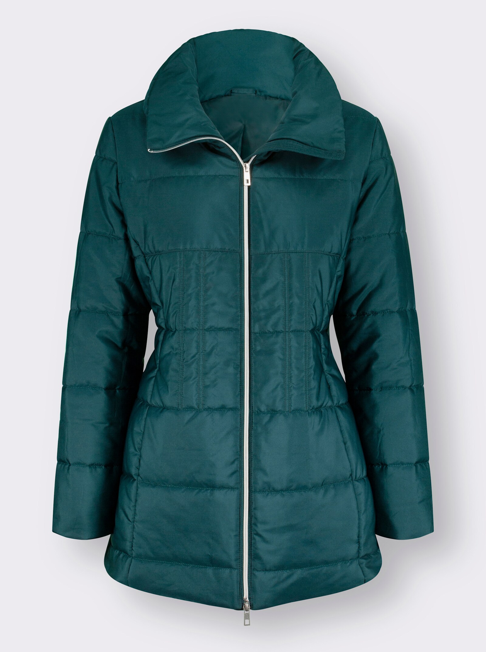Steppjacke in taillierter Longform - petrol