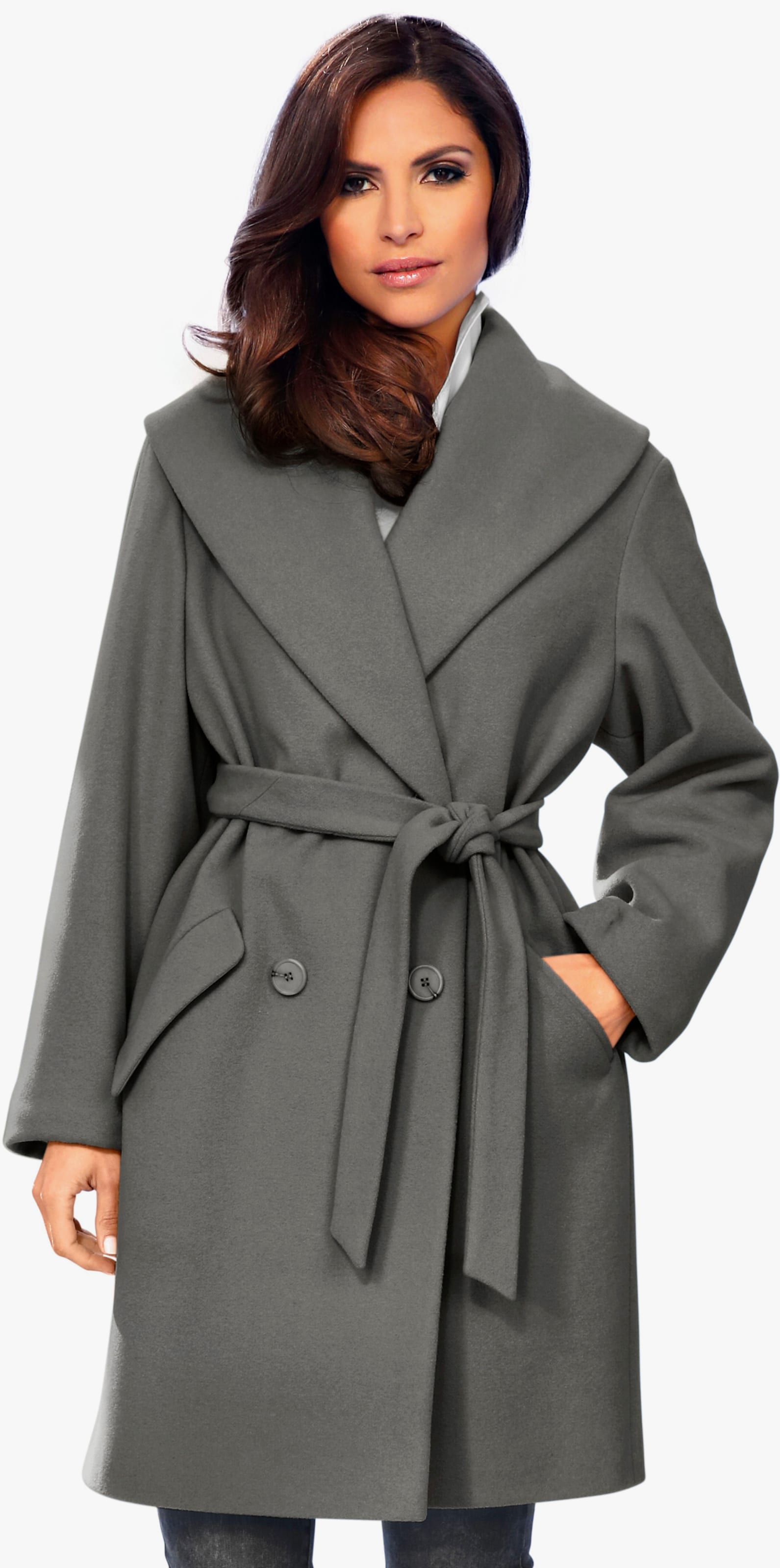 heine Wolljacke mit Schalkragen - silbergrau