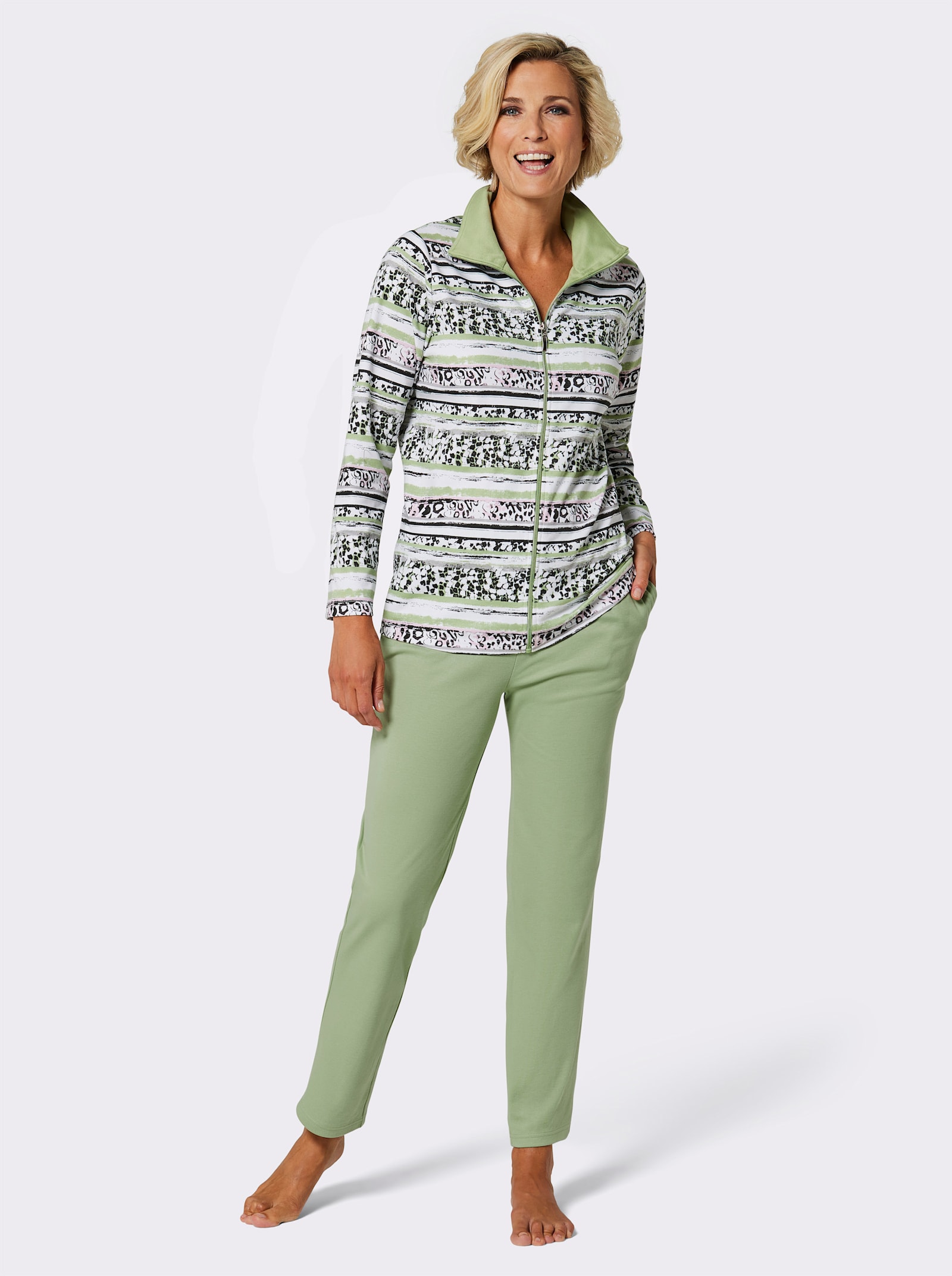 feel good Hausanzug in Interlock-Qualität - eucalyptus-bedruckt