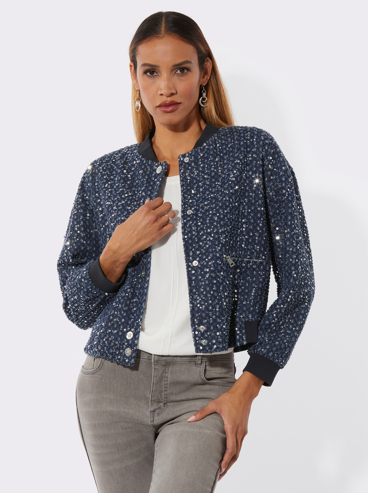 Blouson mit schimmernden Pailletten - dark blue