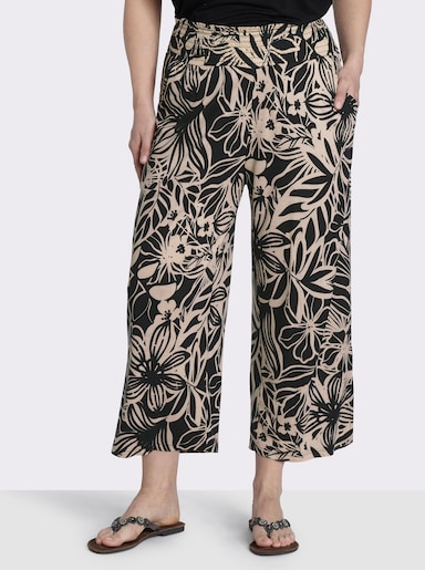 sheego Druckhose In Culotte-Form - schwarz-sand-bedruckt