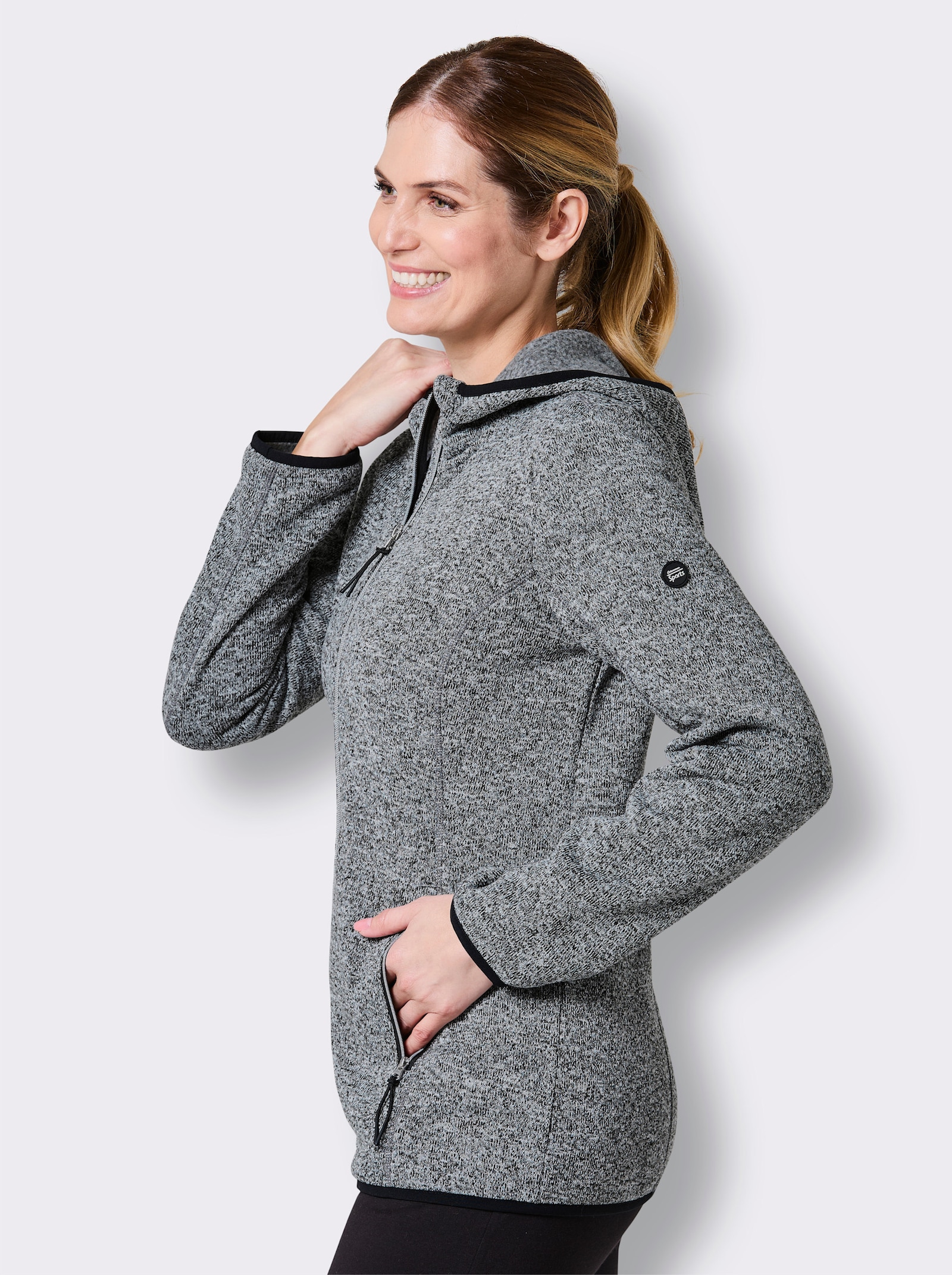 Catamaran Sports Strickfleecejacke mit Kapuze - weiß-meliert