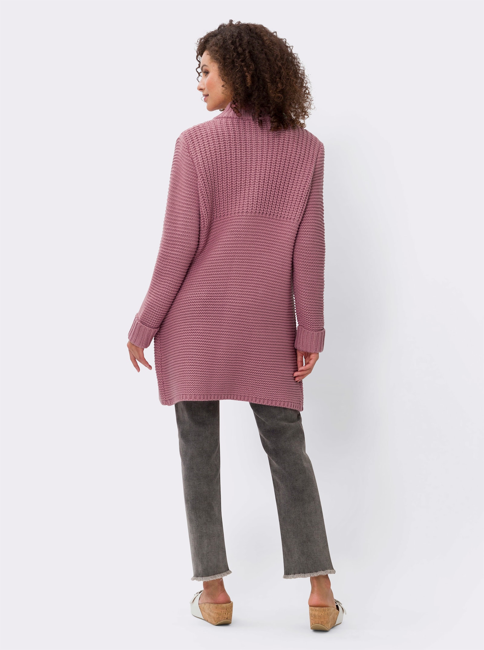 heine Strickjacke mit Stehkragen - altrosa