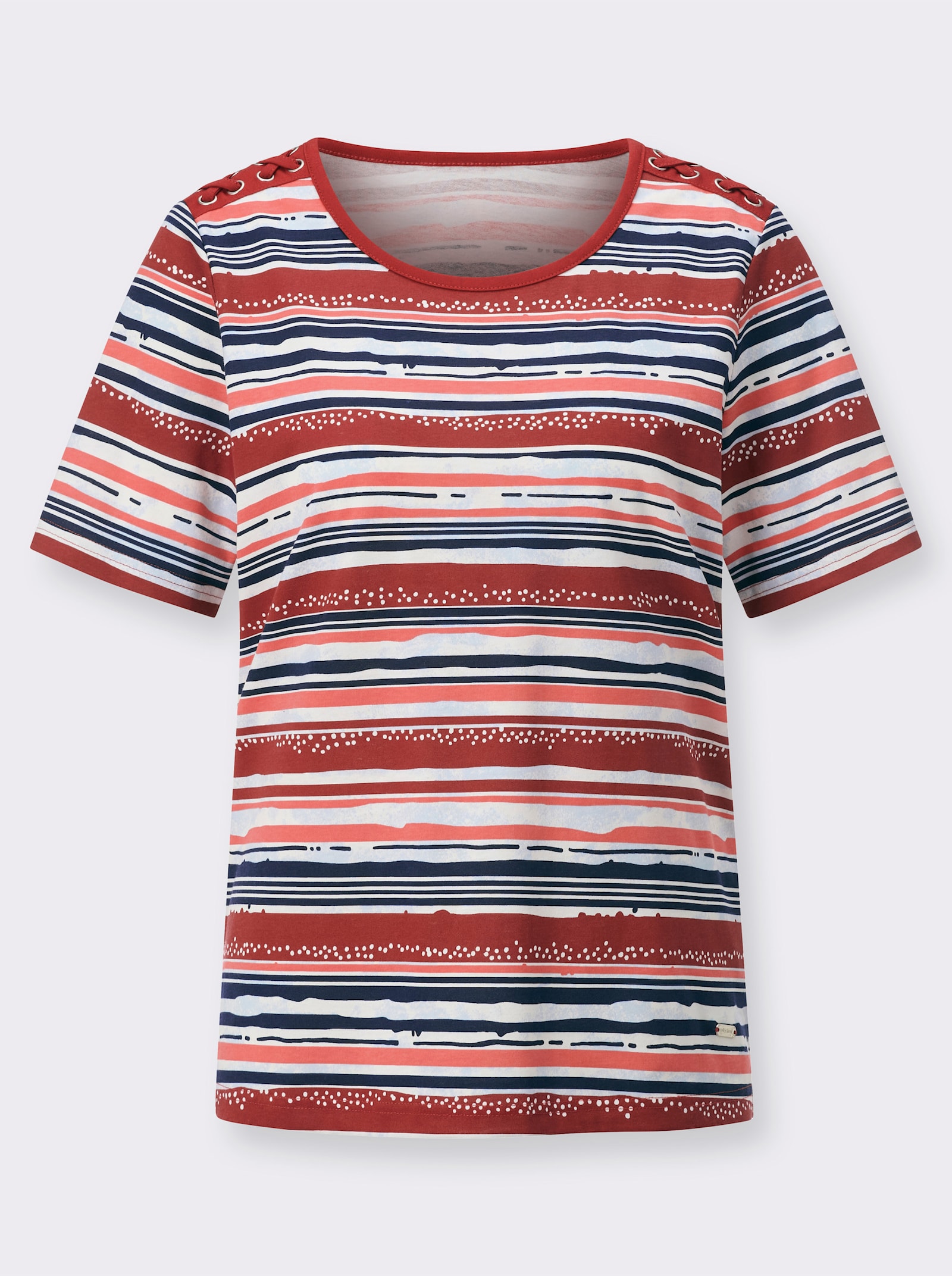  Print-Shirt im Ringelmuster - kirsche-marine-geringelt