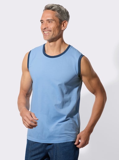 Mouwloos shirt van puur katoen - hemelsblauw