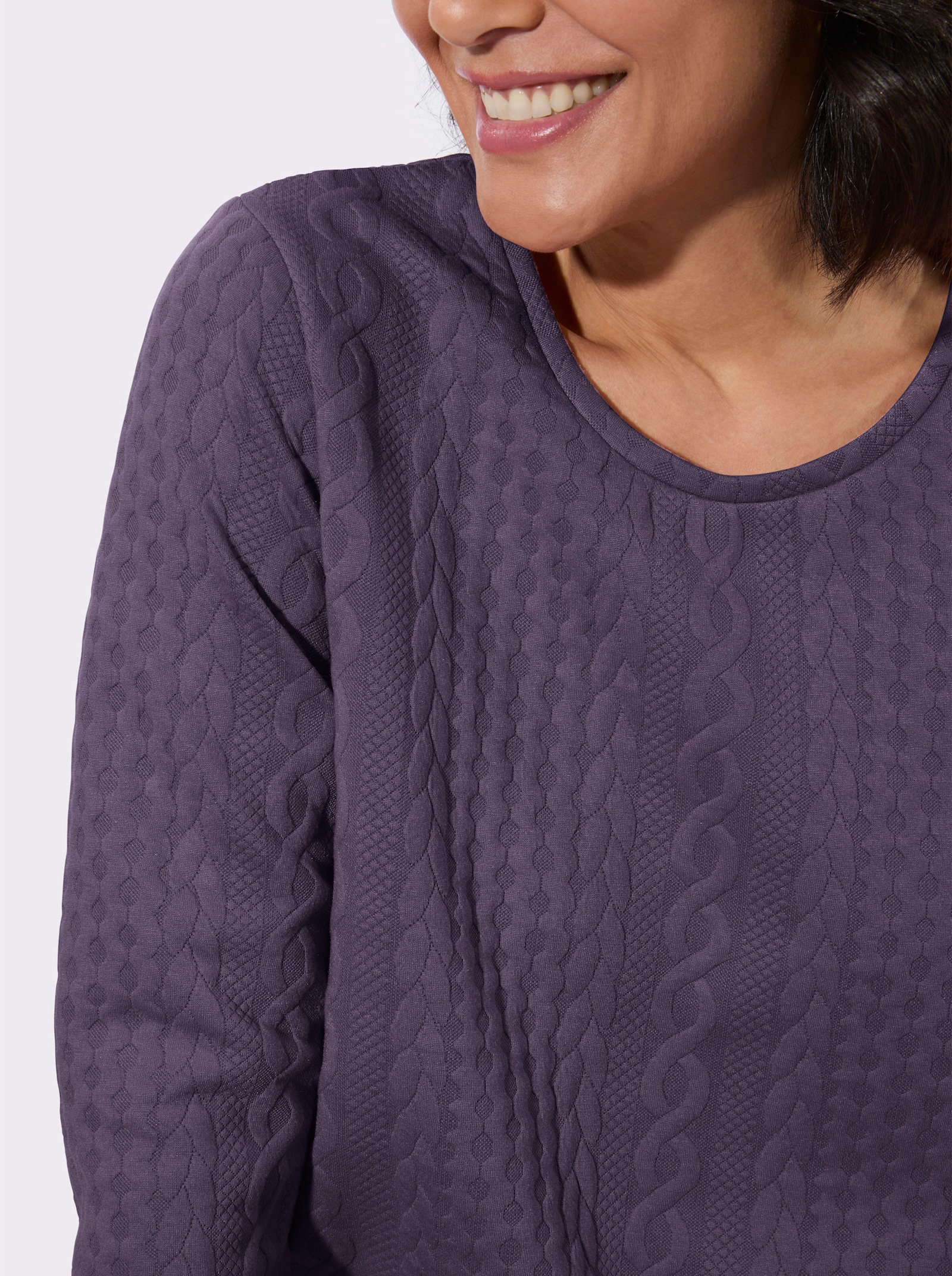 Langarmshirt mit Jacquard-Muster - feige