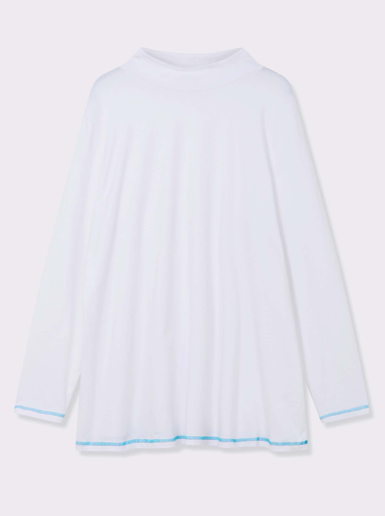 sheego Colshirt in A-lijn met flatlock-naden - ecru/topaas