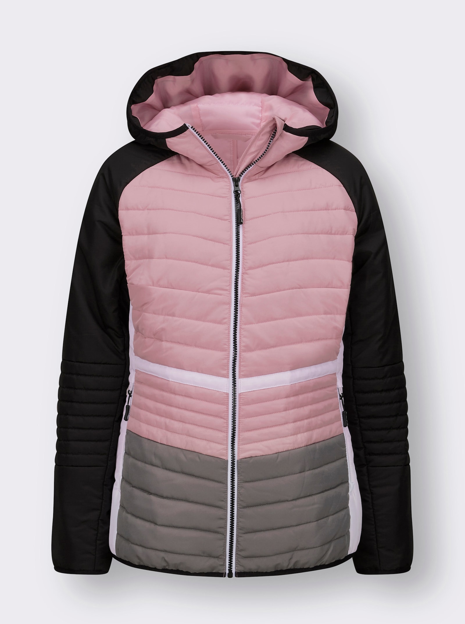 Steppjacke mit elastischen Abschlüssen - schwarz-hortensie