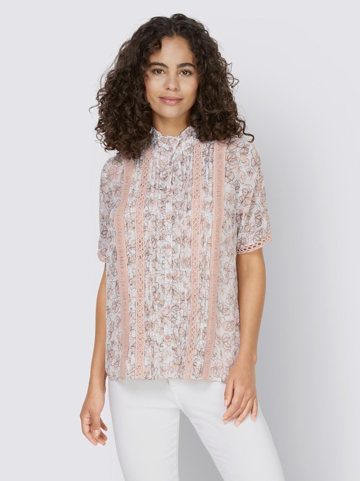 Linea Tesini Druckbluse - ecru-puder-bedruckt