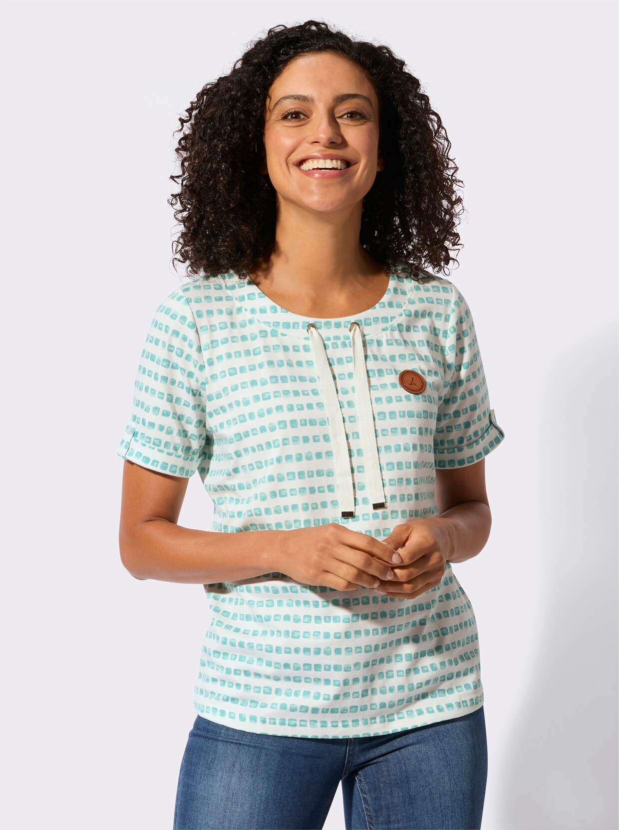 Print-Shirt - ozean-ecru-bedruckt