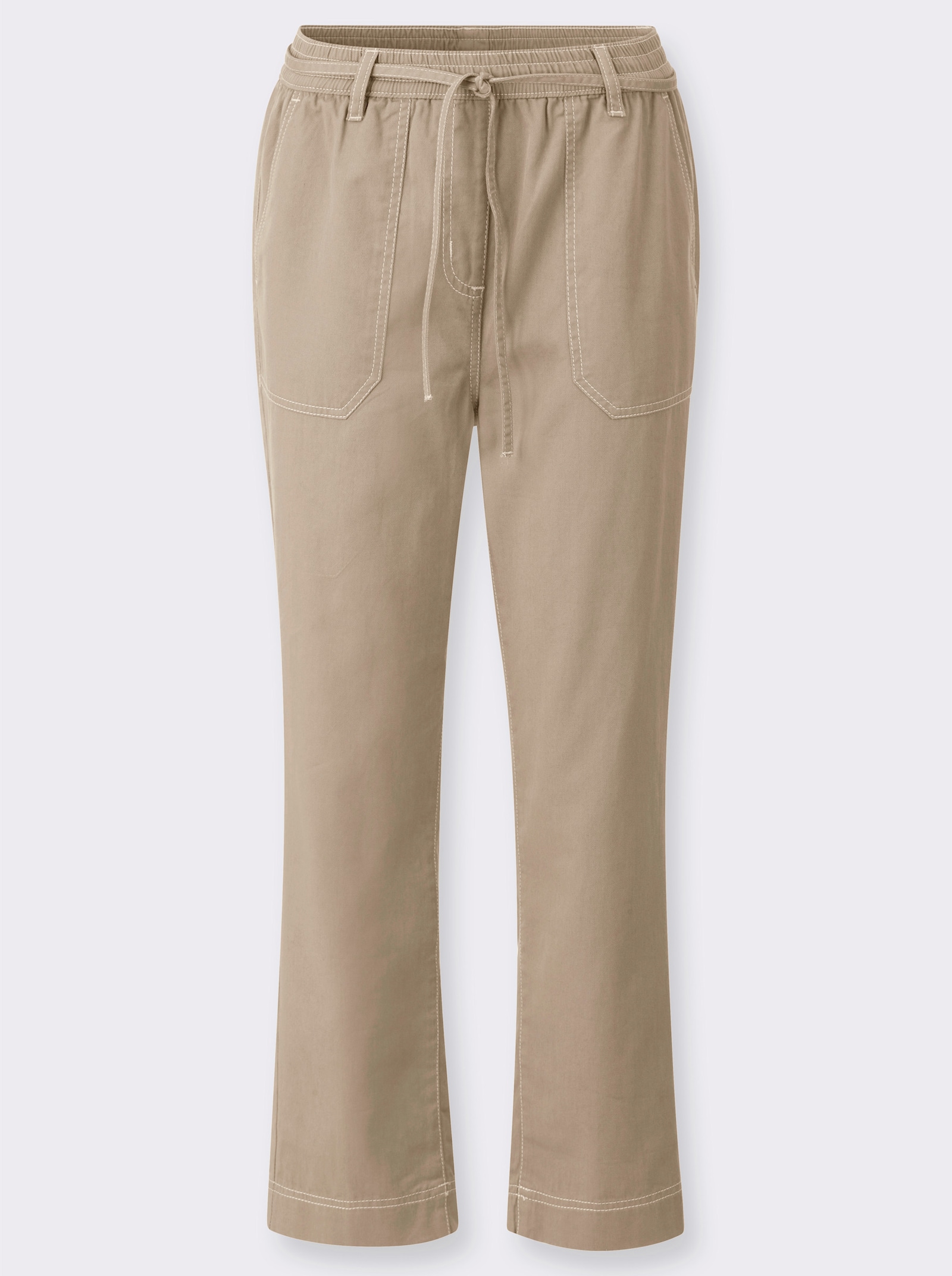 7/8-Jeans mit Rundum-Dehnbund - beige