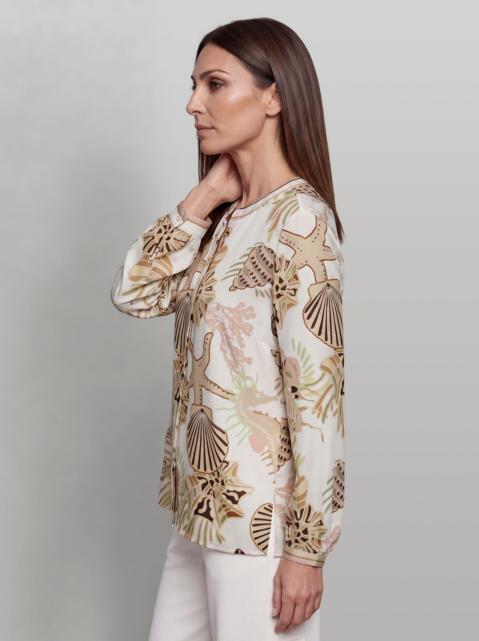 heine Schlupf-Bluse aus Viskose - ecru-schlamm-bedruckt