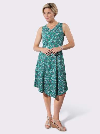 Sommerkleid - smaragd-fuchsia-bedruckt