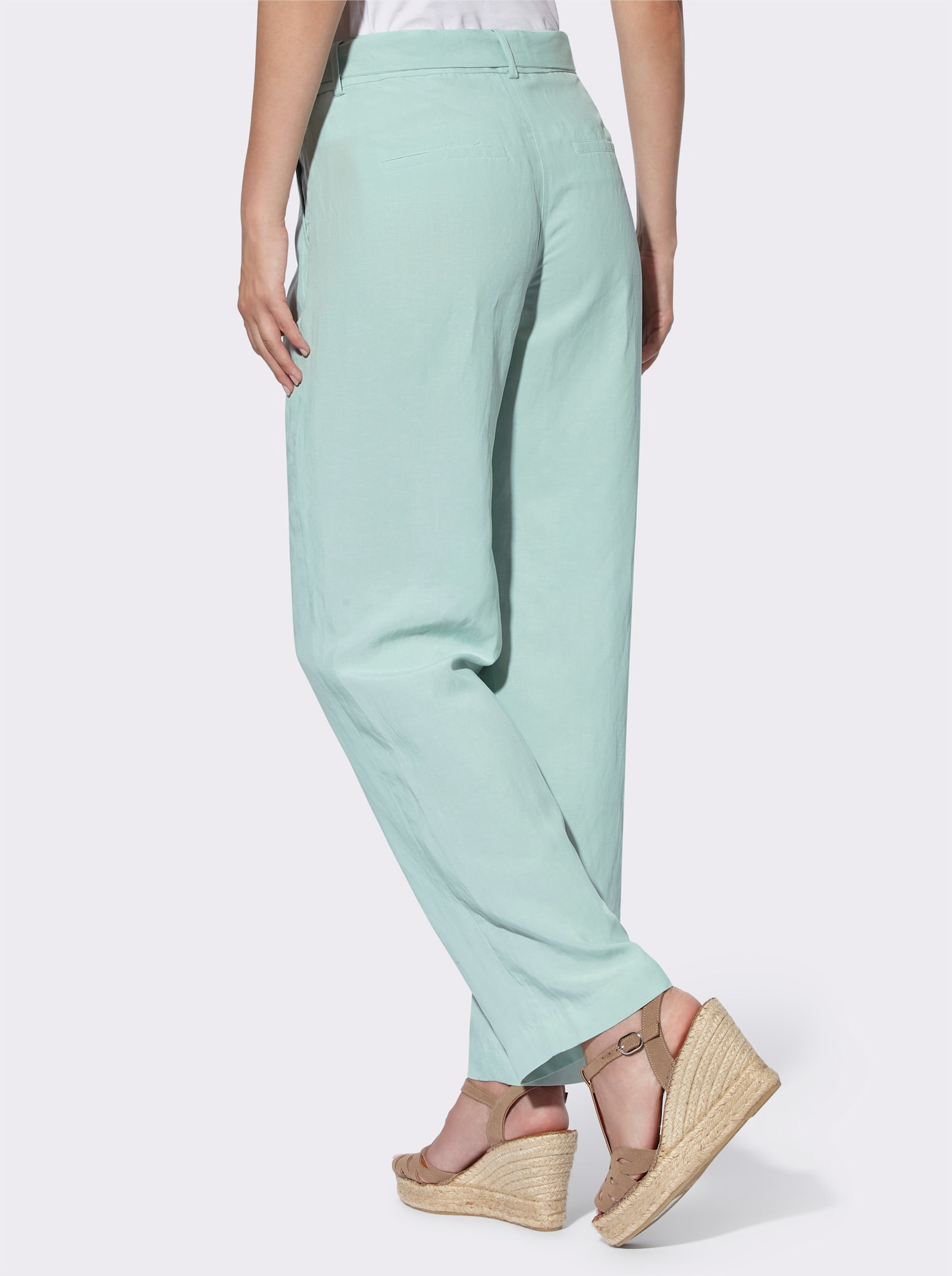 heine Leinenhose mit Bindegürtel - kalkmint