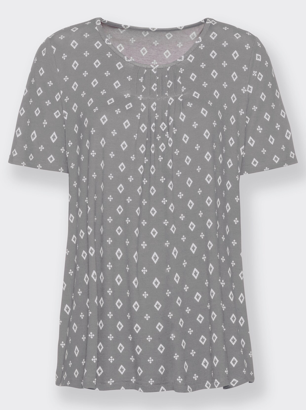 Print-Shirt - steingrau-weiß-bedruckt