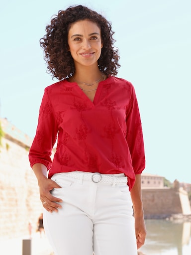 Baumwollbluse - erdbeere