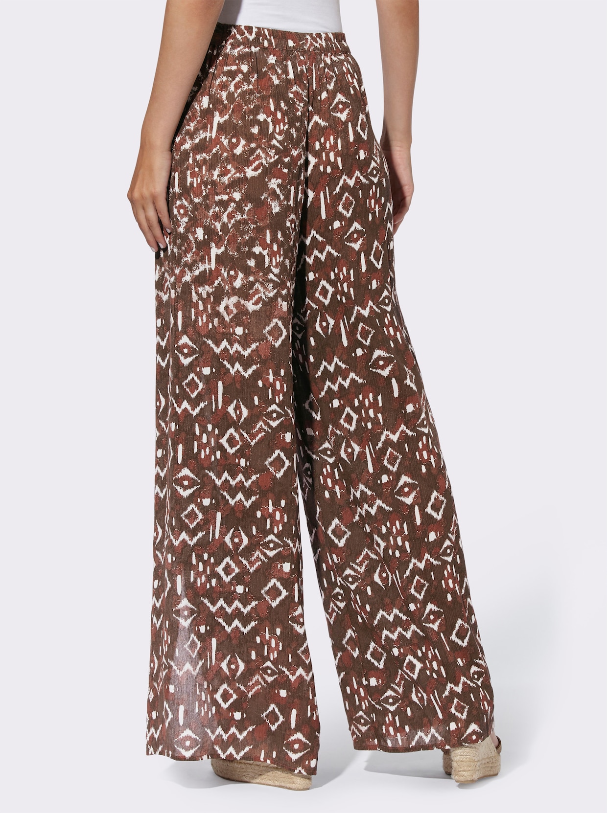 heine Pantalon - rouge marron-champagne imprimé