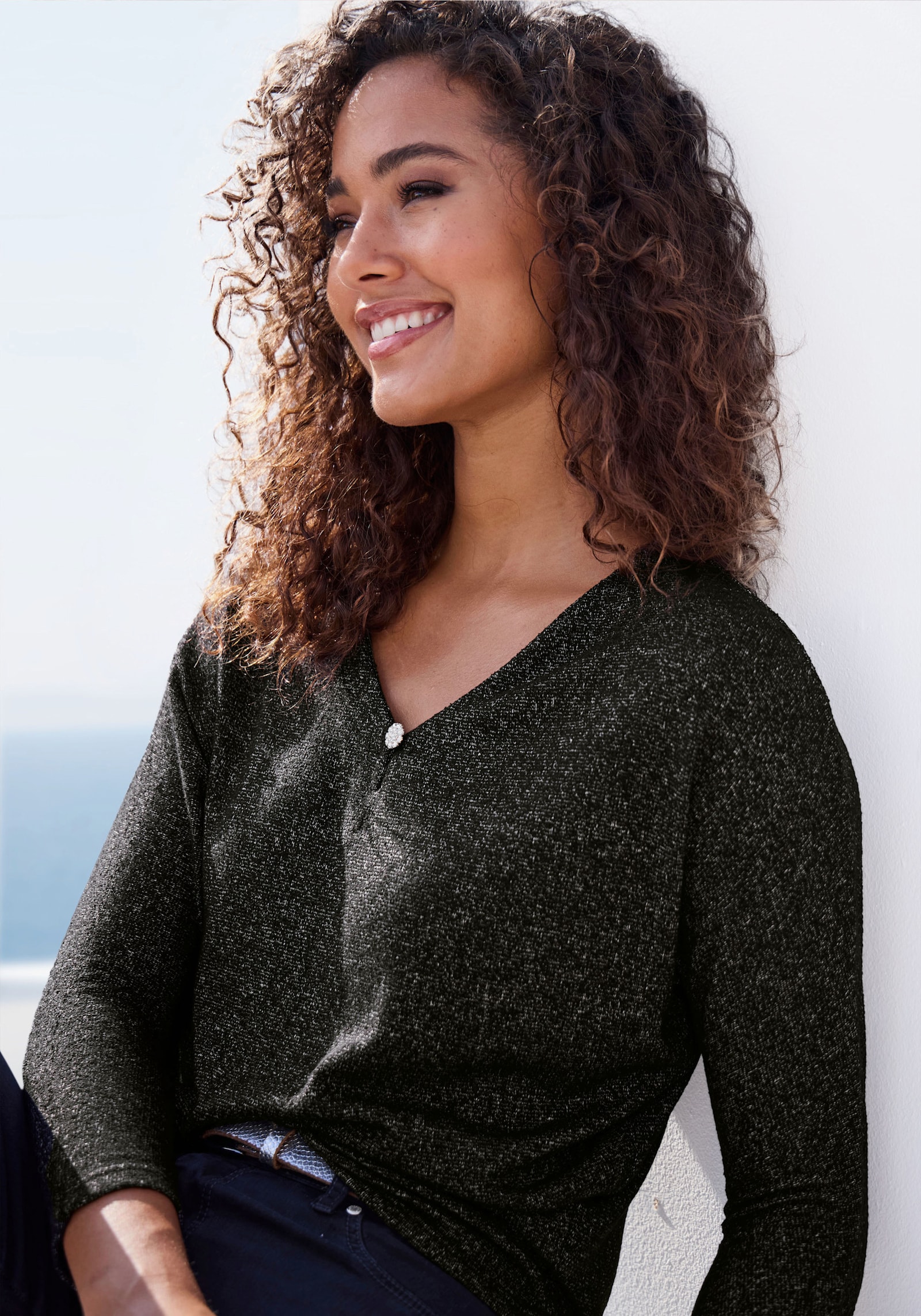 LASCANA 3/4-Arm-Shirt - schwarz