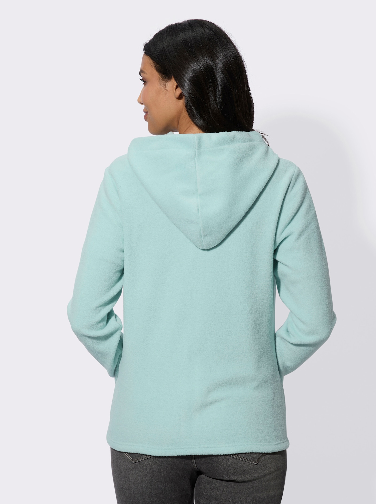 Fleecejack met naadzakken - mint/aquapetrol