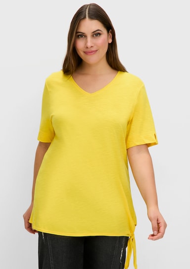 sheego Kurzarmshirt aus Flammgarn-Jersey - sonnengelb
