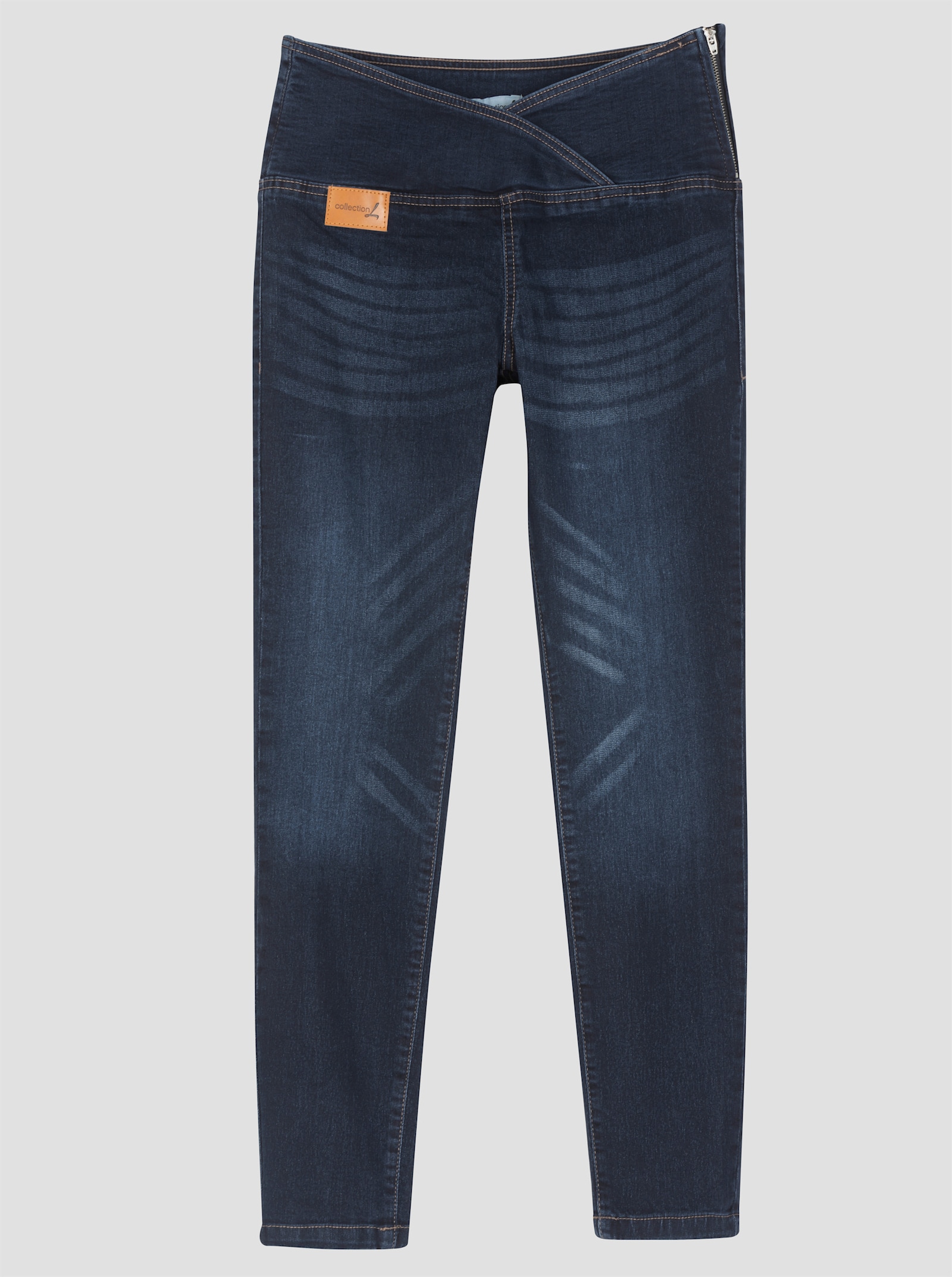 Stretch-Jeans mit überlappendem Bund - dark blue