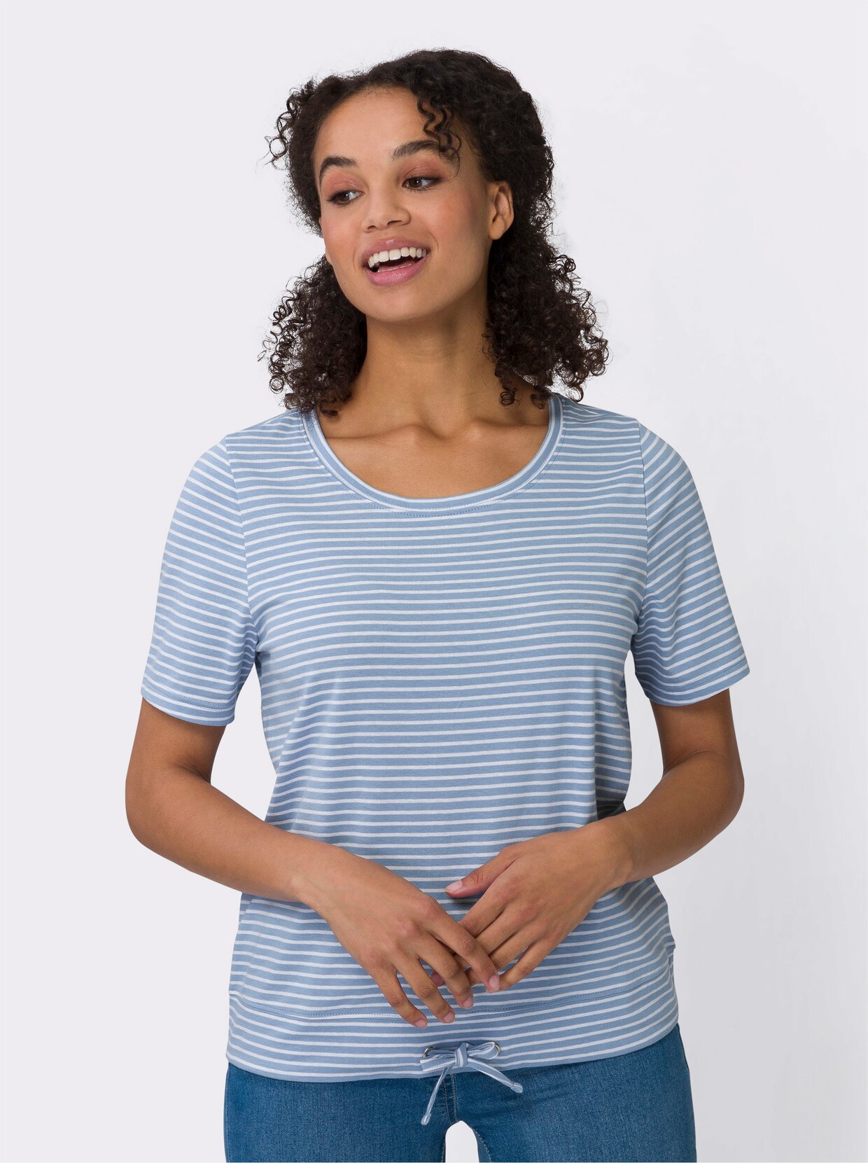 Shirt met korte mouwen - bleu/wit gestreept