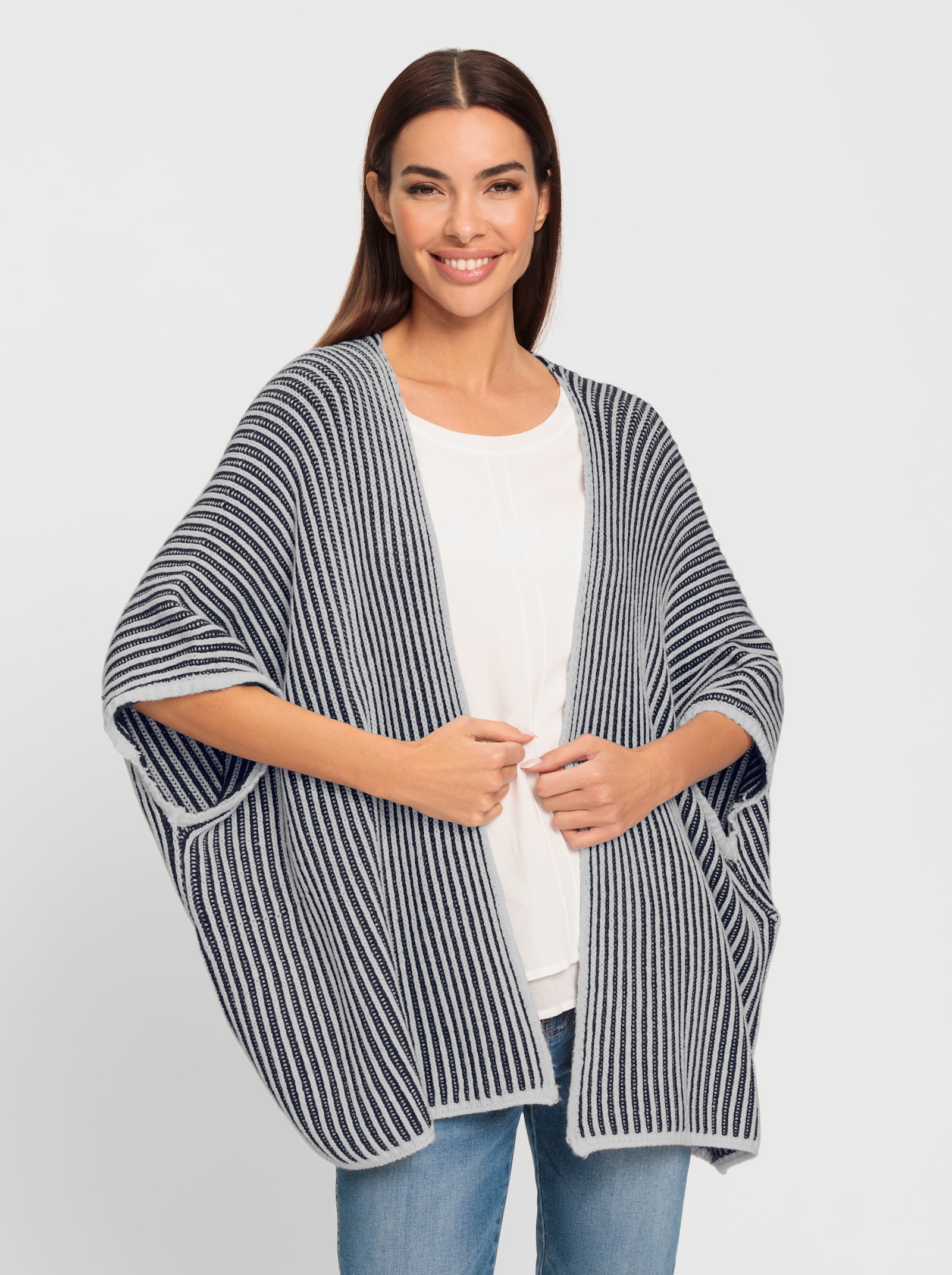 heine Strickjacke - marine-ecru-gestreift