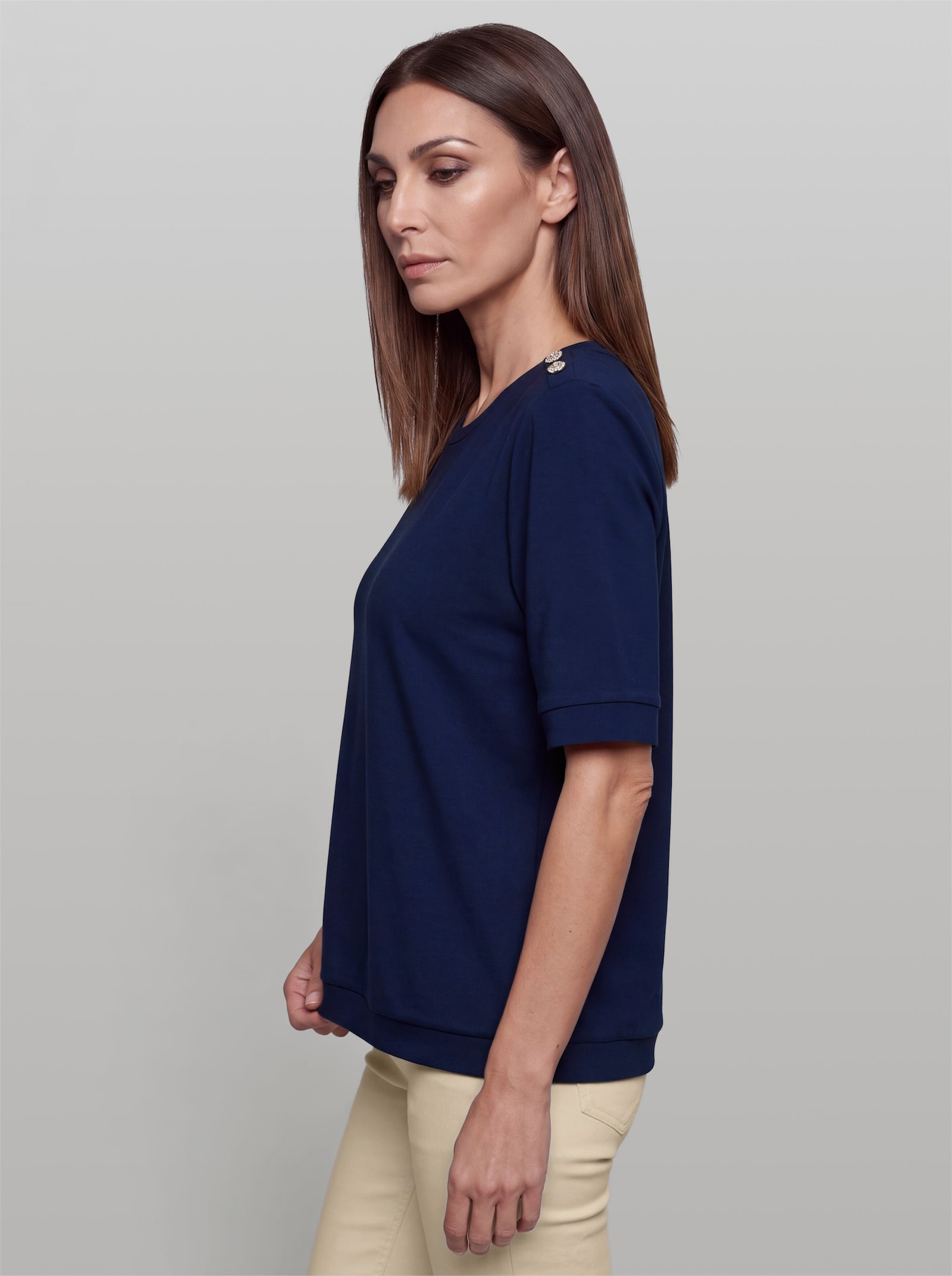 heine Sweatshirt mit Schmuckknöpfen - marine
