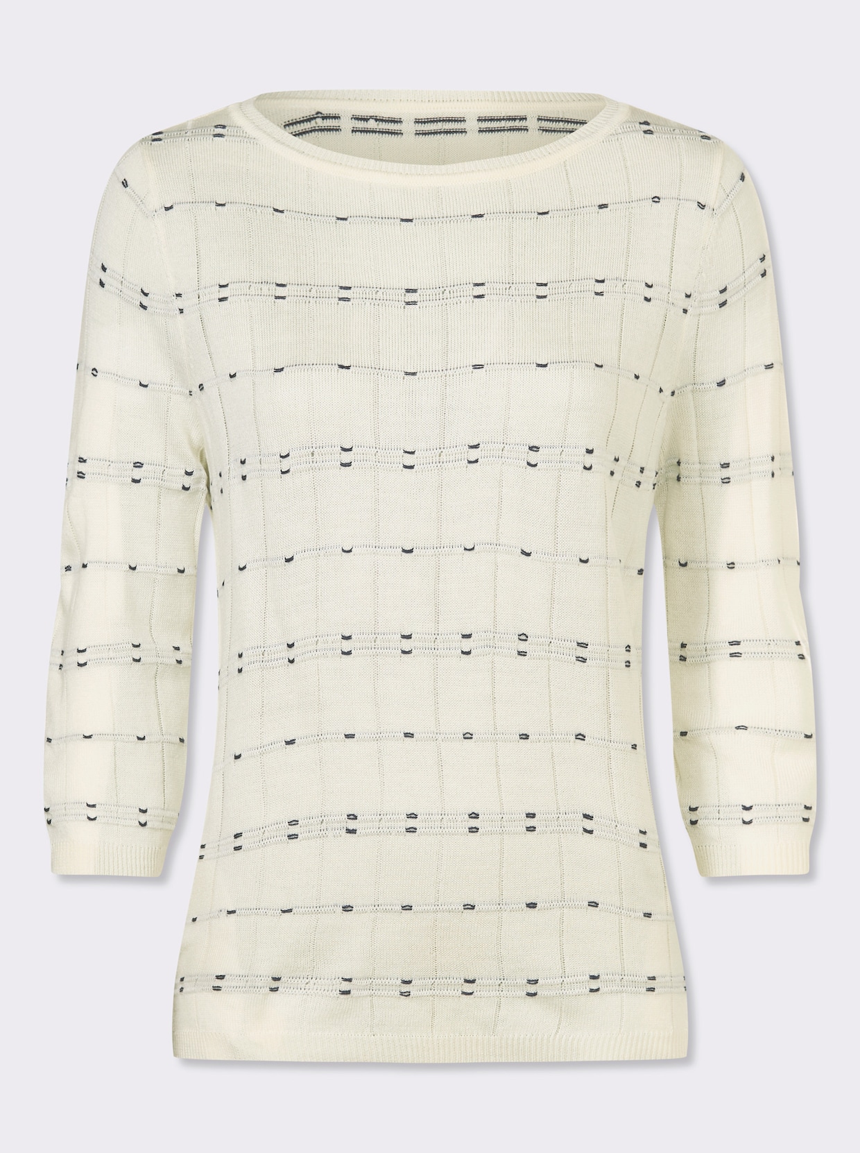 3/4 Arm-Pullover - ecru-marine-gemustert
