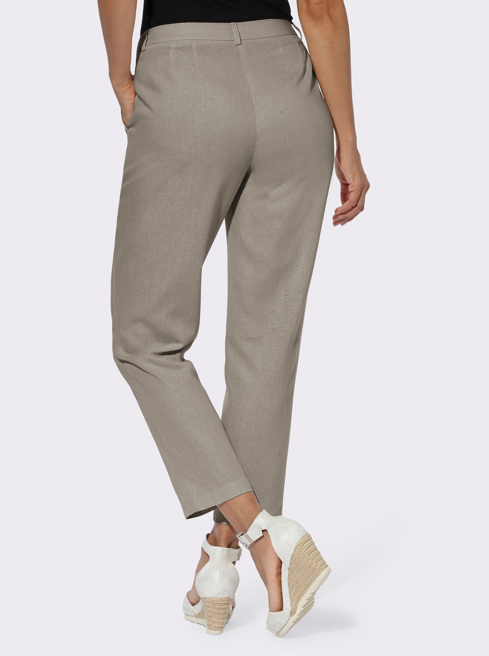 Leinenhose mit Jacquard-Muster - schlamm