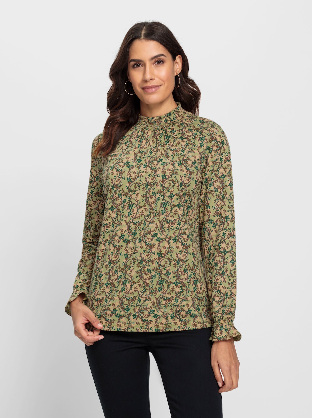 Shirt met print - rietgroen/bruin geprint