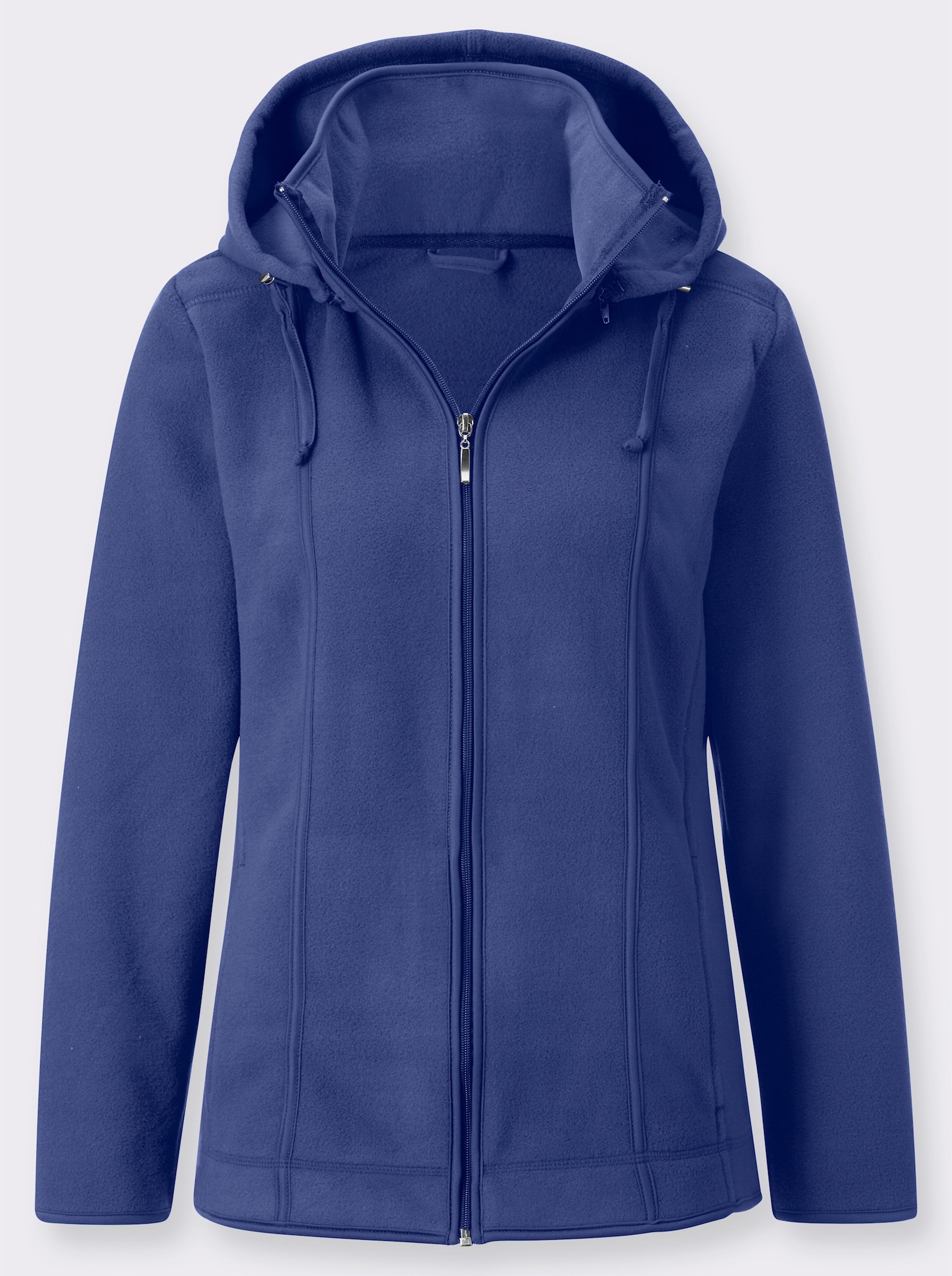 Fleecejacke mit abnehmbarer Kapuze - royalblau