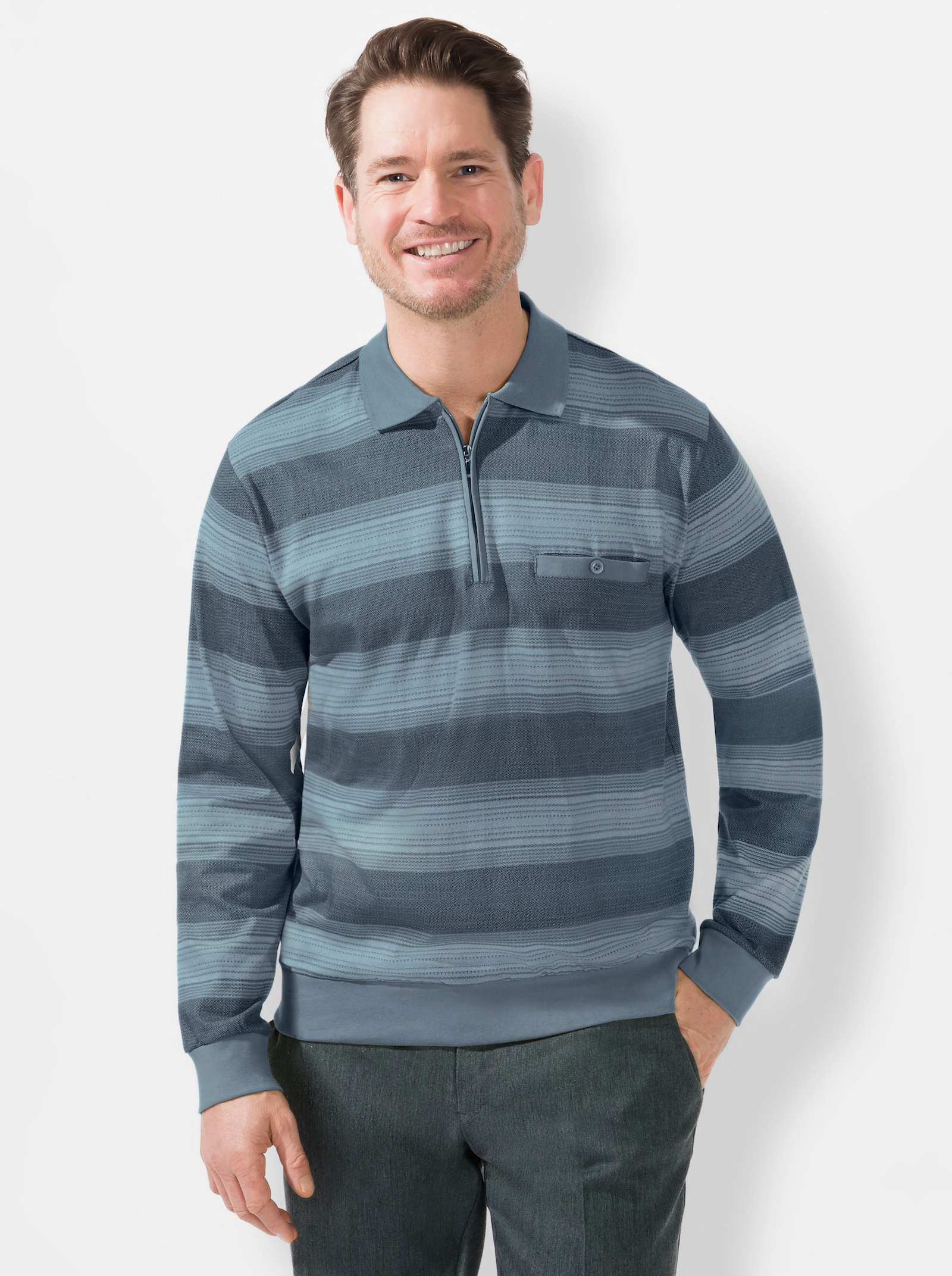 Marco Donati Tričko s dlouhým rukávem - modrá-proužek