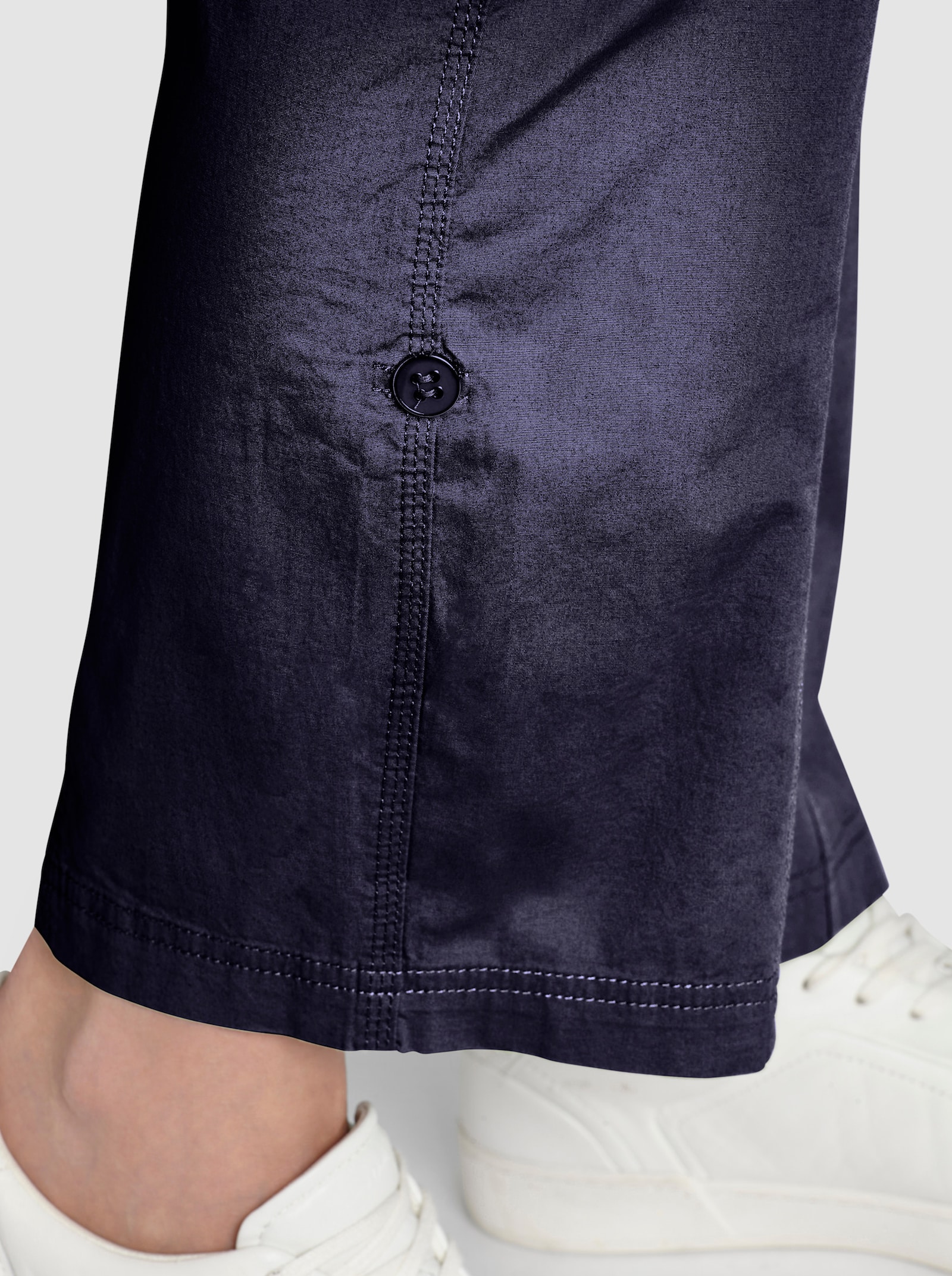 Baumwollhose mit krempelbaren Beinen - marine