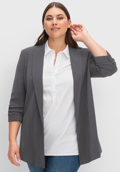 sheego Longblazer mit Schalkragen - anthrazit