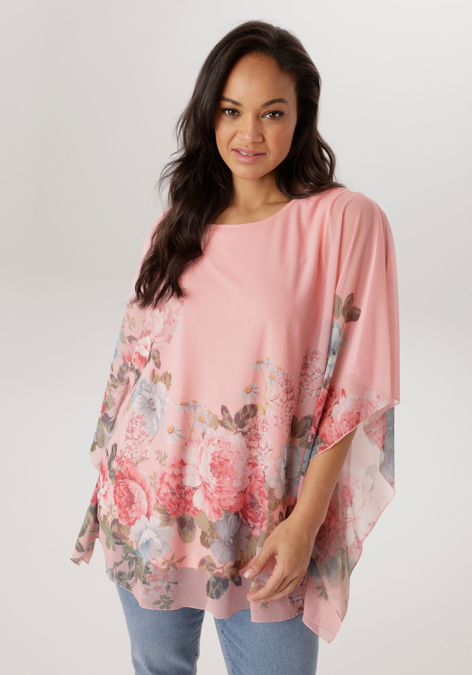 Aniston PLUS Blusenshirt - rose-grün-hellblau