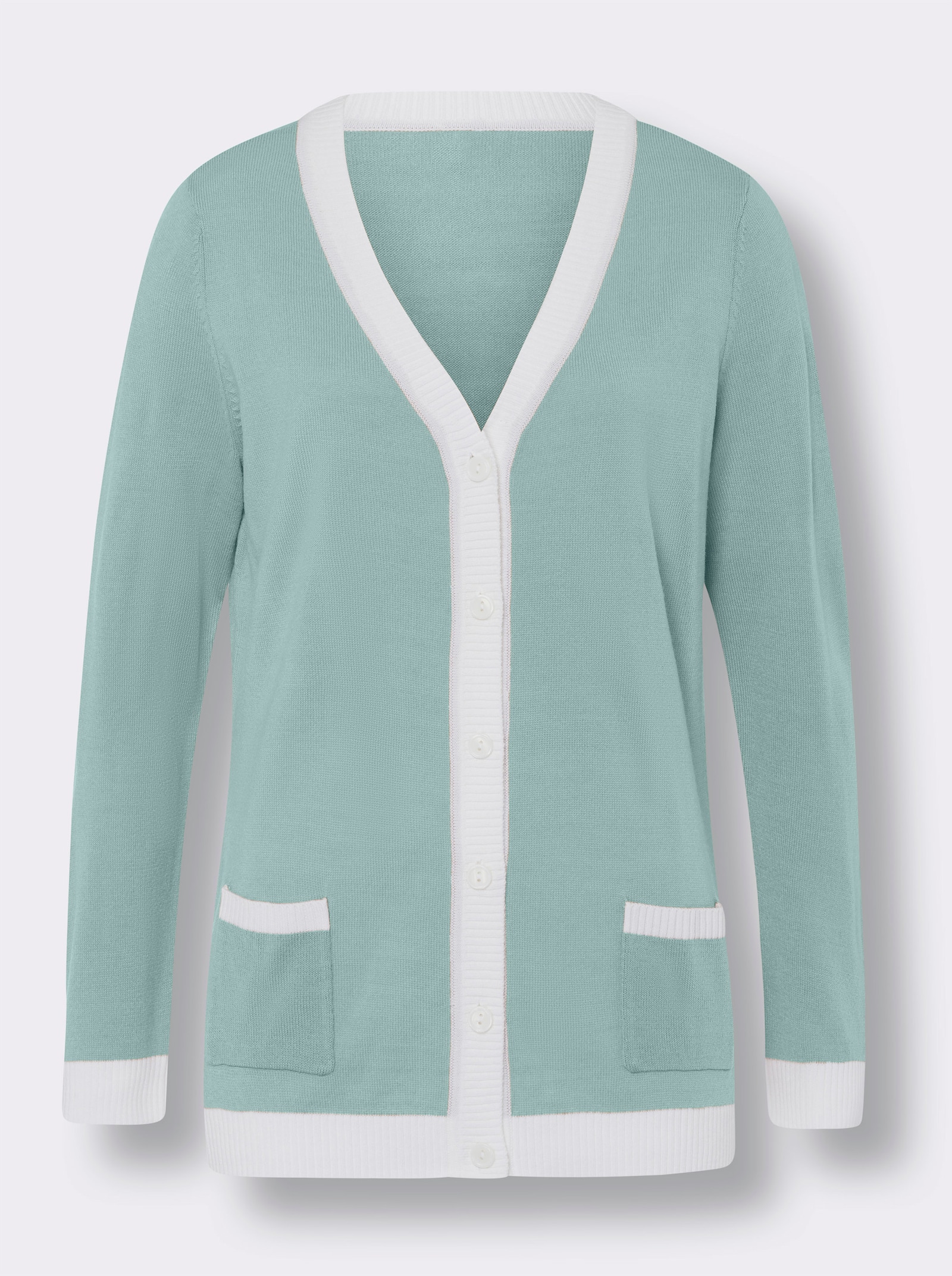 Pletený kabátek s jednobarevnými žebrovanými lemy - limetková